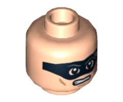 Minifigure, Head Male Black Eye Mask with Dirt Stains, Clenched Teeth Pattern (The Lone Ranger) - Hollow Stud