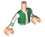 Mini Doll, Torso Friends Boy Green Letter Jacket over White Shirt Pattern, Light Nougat Arms with White Sleeves with Green Stripes Pattern