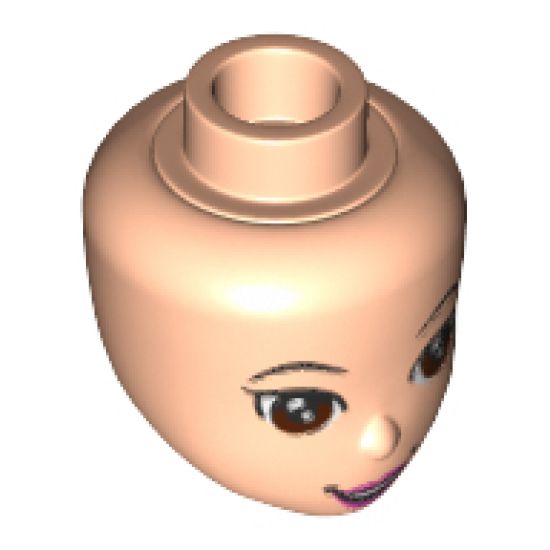 Mini Doll, Head Friends with Brown Asian Eyes, Pink Lips and Open Mouth Pattern