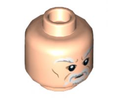 Minifigure, Head White Bushy Eyebrows, Beard and Wrinkles Pattern (SW Ki-Adi-Mundi) - Hollow Stud