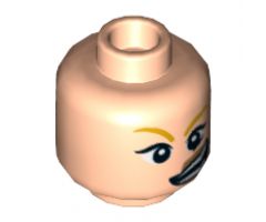 Minifigure, Head Female Wide Eyes, Dark Orange Lips, Wide Crooked Grin with Teeth Pattern - Hollow Stud
