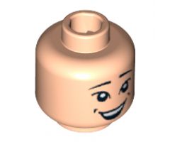 Minifigure, Head Male Large Grin and Dimples, Asian Eyes, White Pupils Pattern - Blocked Open Stud