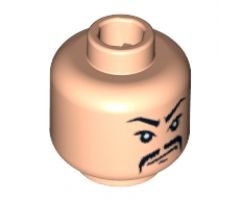 Minifigure, Head Moustache Fu Manchu, White Pupils and Scowl Pattern - Blocked Open Stud