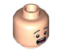 Minifigure, Head Black Eyebrows, Wide Eyes, Open Mouth, Teeth and Tongue, Surprised Pattern - Hollow Stud