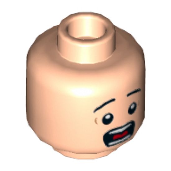 Minifigure, Head Black Eyebrows, Wide Eyes, Open Mouth, Teeth and Tongue, Surprised Pattern - Hollow Stud