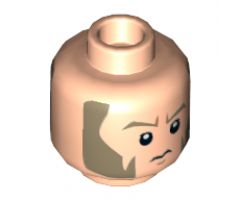 Minifigure, Head Dual Sided Dark Tan Eyebrows and Large Sideburns, Determined / Sad Pattern (SW Agent Kallus) - Hollow Stud