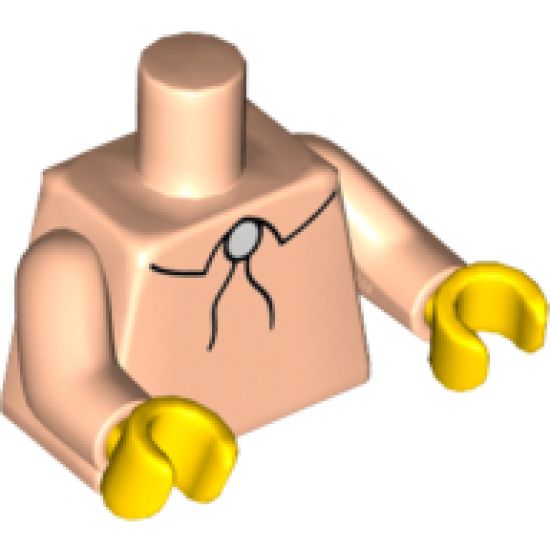 Torso Simpsons Shirt with String (Bolo) Tie Pattern / Light Nougat Arms / Yellow Hands
