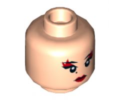 Minifigure, Head Dual Sided Female Red Lips and Eye Shadow, Beauty Mark, Mouth Closed / Bared Teeth Pattern (Karai) - Hollow Stud