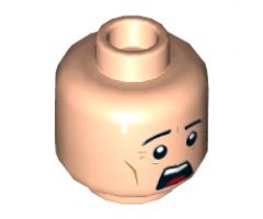 Minifigure, Head Male Black Eyebrows, White Pupils, Chin Dimple, Open Mouth Surprised / Scared Pattern - Hollow Stud