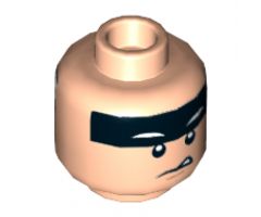 Minifigure, Head Dual Sided, White Headband and Worried / Black Headband and Squinted Batman Eyes, Disgusted Pattern (Batman) - Hollow Stud