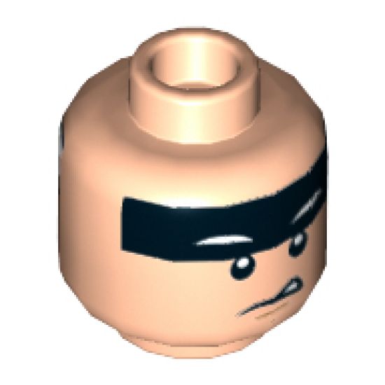 Minifigure, Head Dual Sided, White Headband and Worried / Black Headband and Squinted Batman Eyes, Disgusted Pattern (Batman) - Hollow Stud