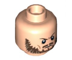 Minifigure, Head Beard Brown, Furrowed Brow Pattern - Hollow Stud