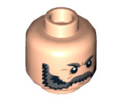 Minifigure, Head Beard Gray, Bushy Eyebrows, White Pupils, Scar Pattern - Hollow Stud