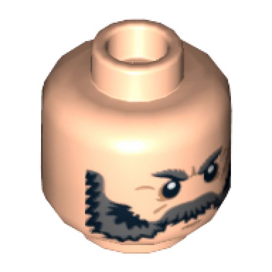 Minifigure, Head Beard Gray, Bushy Eyebrows, White Pupils, Scar Pattern - Hollow Stud