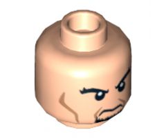 Minifigure, Head Dual Sided Black Bushy Eyebrows, Brown Goatee, Cheek Lines, Angry / Bared Teeth with Red Eyes Pattern - Hollow Stud