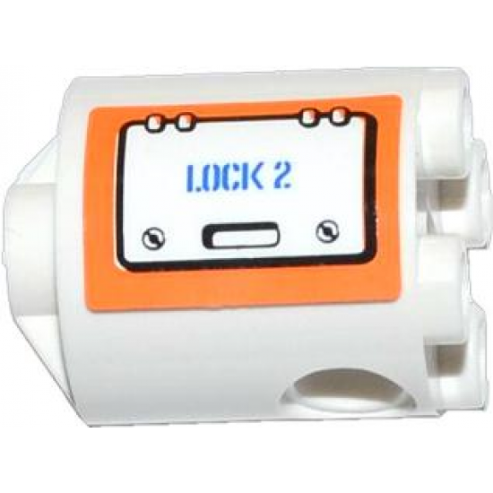Brick, Round 2 x 2 x 2 Robot Body with Hatch and 'LOCK 2' Pattern Model Right Side (Sticker) - Set 60014