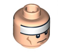 Minifigure, Head Dual Sided White Headband and Cheek Lines, Frown / Determined Pattern (Batman) - Blocked Open Stud