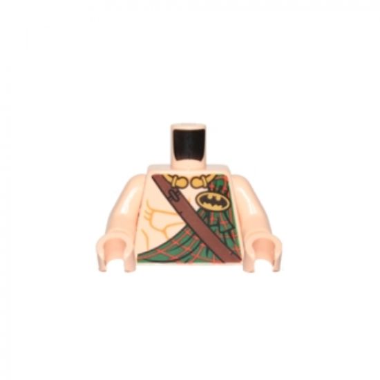 Torso Bare Chest Muscles, Dark Green Tartan Kilt, Dark Brown Diagonal Belt and Batman Logo in Yellow Oval Pattern / Light Nougat Arms / Light Nougat Hands