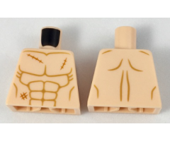 Torso Bare Chest with Muscles Outline and 3 Scars Pattern