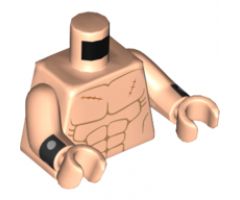 Torso Bare Chest with Muscles Outline and 3 Scars Pattern / Light Nougat Arms with Black Cuffs with Silver Dots Pattern / Light Nougat Hands