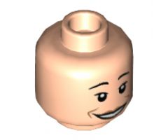 Minifigure, Head Dual Sided Female, Black Eyebrows, Medium Nougat Lips and Jowel Lines, Wide Smile / Neutral Pattern - Hollow Stud