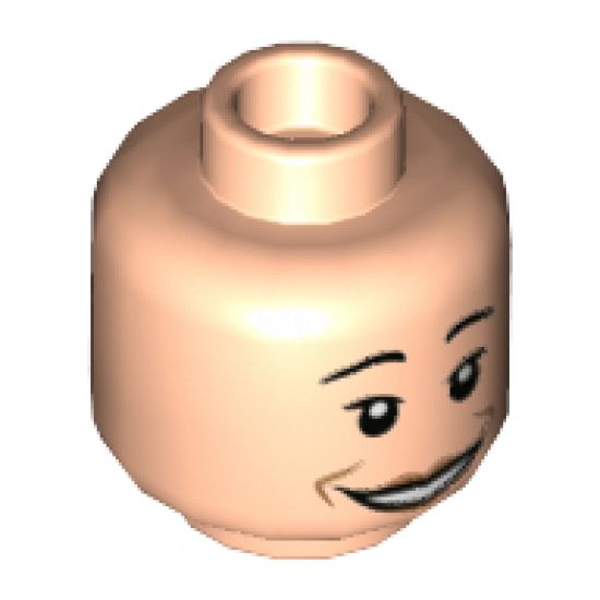 Minifigure, Head Dual Sided Female, Black Eyebrows, Medium Nougat Lips and Jowel Lines, Wide Smile / Neutral Pattern - Hollow Stud