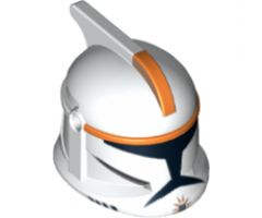 Minifigure, Headgear Helmet SW Clone Trooper with Holes, Orange Stripe Pattern