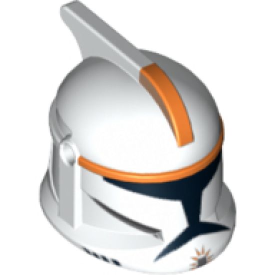 Minifigure, Headgear Helmet SW Clone Trooper with Holes, Orange Stripe Pattern