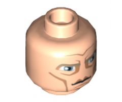 Minifigure, Head Male Large Blue Eyes, Cheek Lines and High Brow Pattern (SW Clone Wars Pre Vizsla) - Hollow Stud