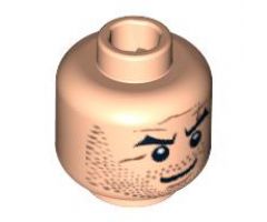 Minifigure, Head Beard Stubble, Arched Eyebrows, White Pupils and Scars Pattern - Hollow Stud