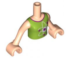 Mini Doll, Torso Friends Girl Lime Top with Heart Electron Orbitals Pattern, Light Nougat Arms with Hands