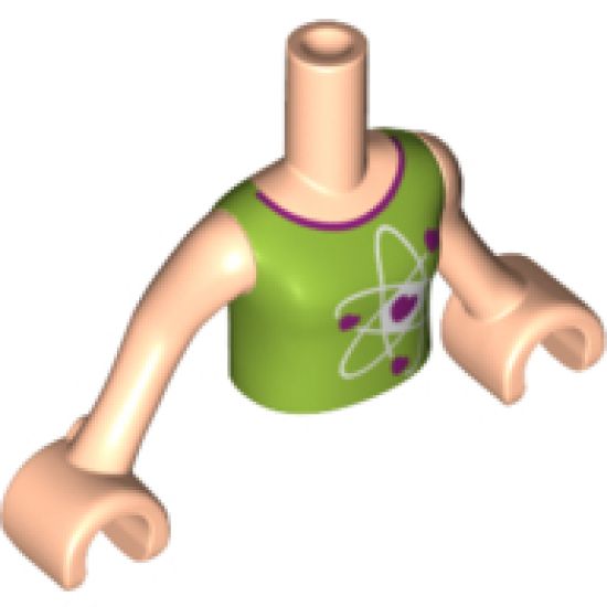 Mini Doll, Torso Friends Girl Lime Top with Heart Electron Orbitals Pattern, Light Nougat Arms with Hands