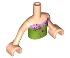 Mini Doll, Torso Friends Girl Lime Strapless Top with Lavender Trim and Silver and Magenta Flowers Pattern, Light Nougat Arms with Hands