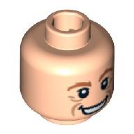 Minifigure, Head Male Brown Eyebrows, Wrinkles, Wide Smile Pattern (HP Mr. Weasley) - Blocked Open Stud
