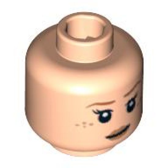 Minifigure, Head Dual Sided Female with Freckles and Eyelashes, Smile / Frown Pattern (HP Ginny Weasley) - Blocked Open Stud