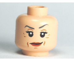 Minifigure, Head Female with Red Lips, Eyelashes, Wrinkles Pattern (HP Professor McGonagall) - Blocked Open Stud