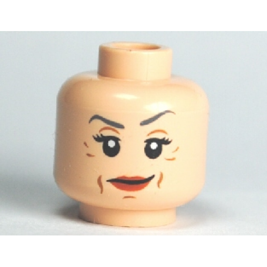 Minifigure, Head Female with Red Lips, Eyelashes, Wrinkles Pattern (HP Professor McGonagall) - Blocked Open Stud