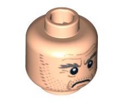Minifigure, Head Stubble, Bushy Eyebrows, Forehead Lines Pattern (HP Argus Filch) - Blocked Open Stud
