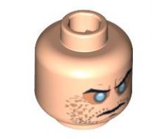 Minifigure, Head Beard Stubble, Cleft Chin, Evil Eyes, Arched Eyebrows Pattern - Blocked Open Stud