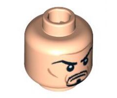 Minifigure, Head Black Goatee, Arched Eyebrows, White Pupils Pattern - Blocked Open Stud
