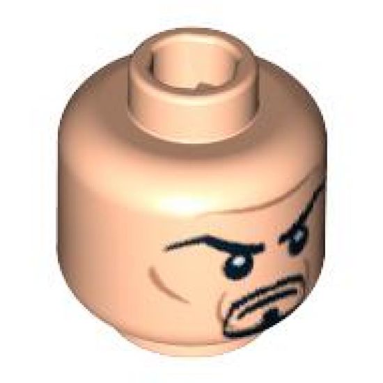 Minifigure, Head Black Goatee, Arched Eyebrows, White Pupils Pattern - Blocked Open Stud