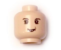 Minifigure, Head Male Eyebrows, White Pupils, and Toothed Grin Pattern (HP Neville) - Blocked Open Stud