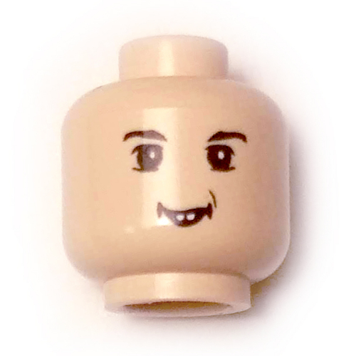Minifigure, Head Male Eyebrows, White Pupils, and Toothed Grin Pattern (HP Neville) - Blocked Open Stud