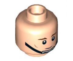 Minifigure, Head Dual Sided SW Brown Eyebrows, Cheek Lines, Black Chin Strap, Neutral / Frown Pattern - Hollow Stud