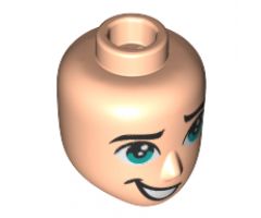 Mini Doll, Head Friends Male with Dark Turquoise Eyes and Crooked Open Mouth Smile Pattern (Tempo)