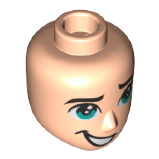 Mini Doll, Head Friends Male with Dark Turquoise Eyes and Crooked Open Mouth Smile Pattern (Tempo)