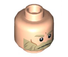 Minifigure, Head Tan Eyebrows and Beard, Cheek Lines and Frown Pattern (SW Rebel Trooper) - Hollow Stud