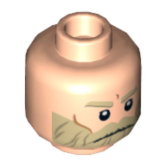 Minifigure, Head Tan Eyebrows and Beard, Cheek Lines and Frown Pattern (SW Rebel Trooper) - Hollow Stud