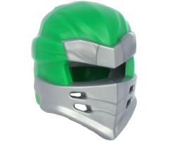 Minifigure, Headgear Ninjago Wrap Type 7 with 4 Slits on Front and Green Fabric Pattern