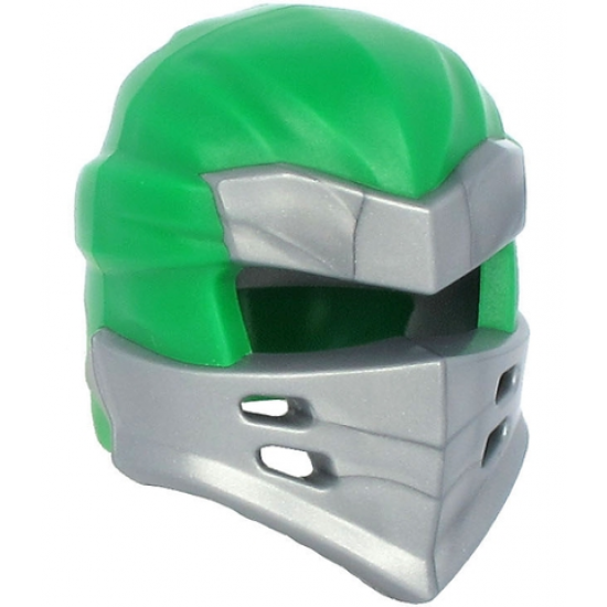Minifigure, Headgear Ninjago Wrap Type 7 with 4 Slits on Front and Green Fabric Pattern